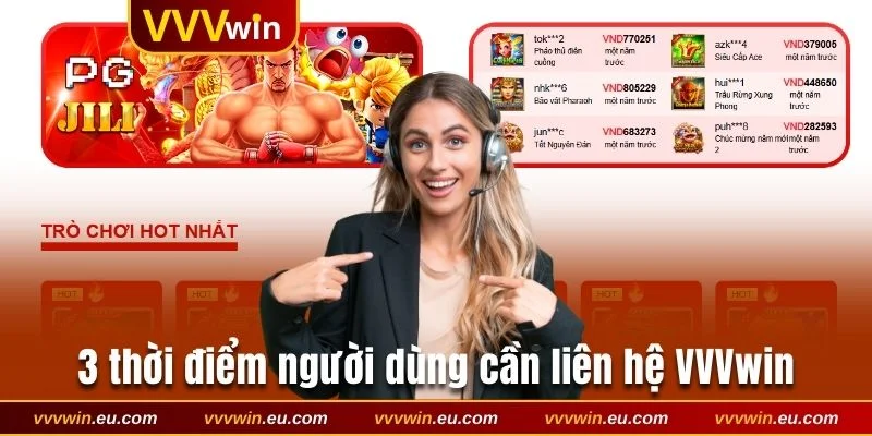 3 thời điểm người dùng cần liên hệ VVVwin