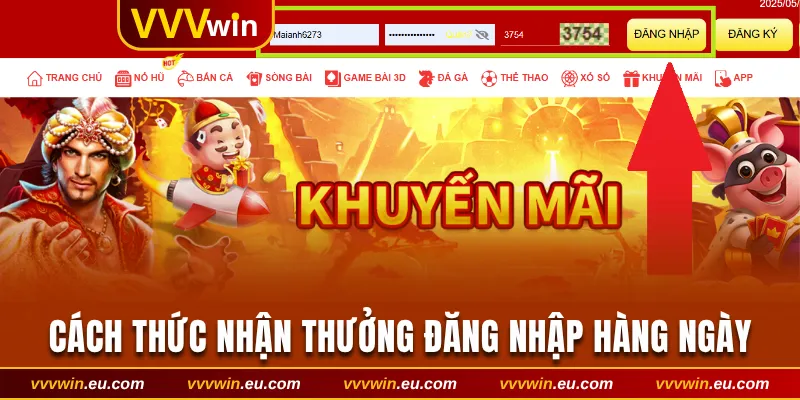 Cách thức nhận thưởng đăng nhập hàng ngày