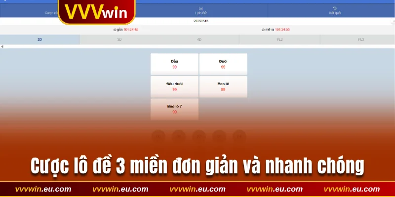 Cược lô đề 3 miền đơn giản và nhanh chóng