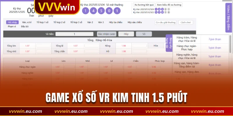 Game xổ số VR Kim Tinh 1.5 phút
