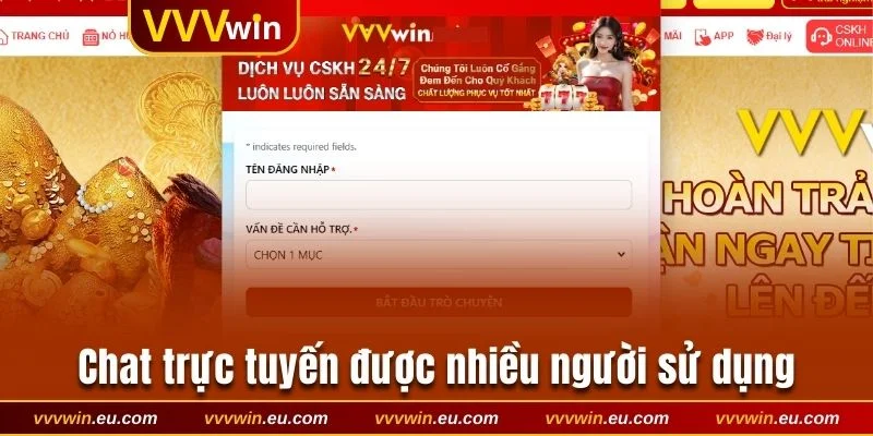 Liên hệ qua chat trực tuyến được nhiều người sử dụng