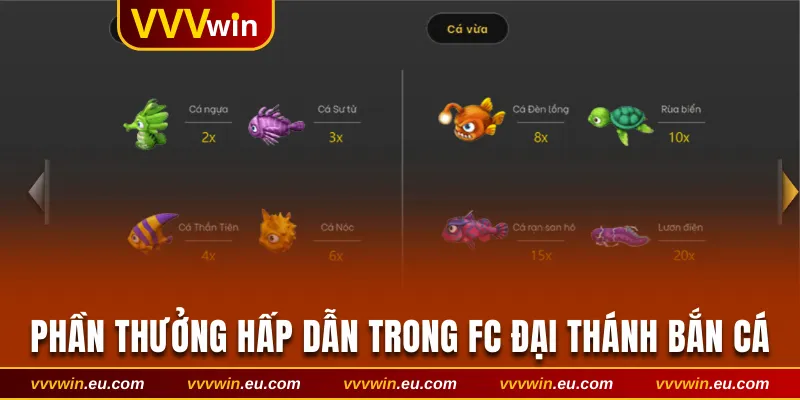 Phần thưởng hấp dẫn trong FC Đại Thánh Bắn Cá