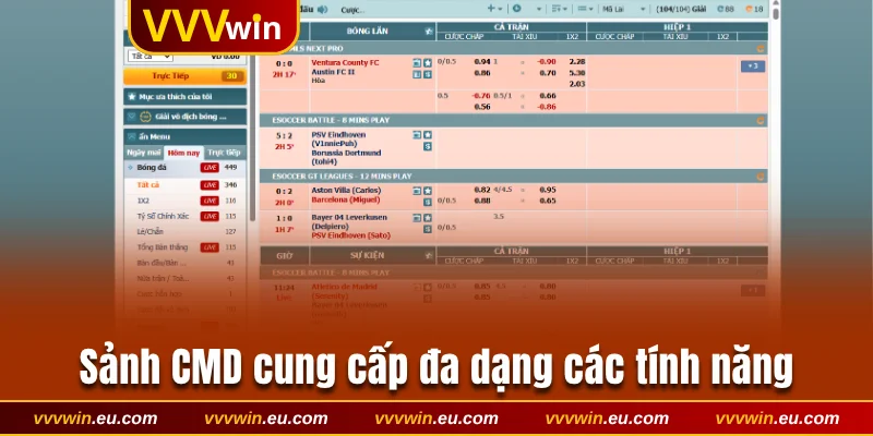 Sảnh CMD cung cấp đa dạng các tính năng