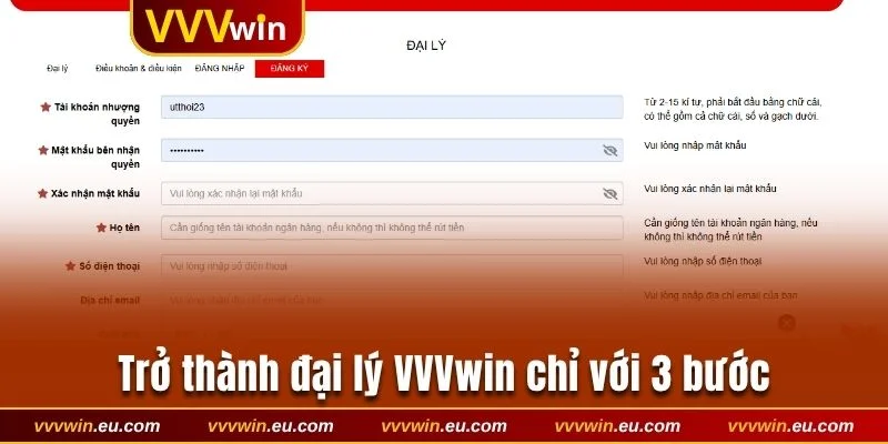 Trở thành đối tác VVVwin đơn giản với 3 bước 