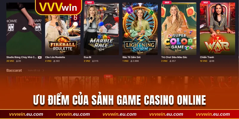 Ưu điểm của sảnh game live casino online
